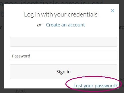 Lost your password screenshot
